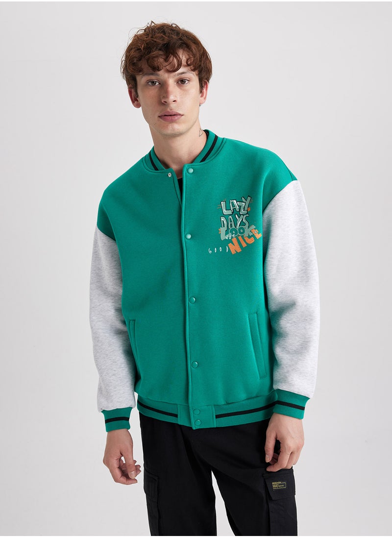 DeFacto - Oversized Fit Varsity Jacket With Snap Button And Double Pocket - Image 1
