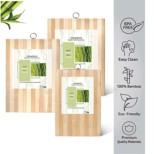 Starlinks Chopping Board for Kitchen, Bamboo Vegetable Cutting Board with Metal Hanging Ring, BPA-Free, Eco-Friendly Medium (30 x 20cm) - Image 2