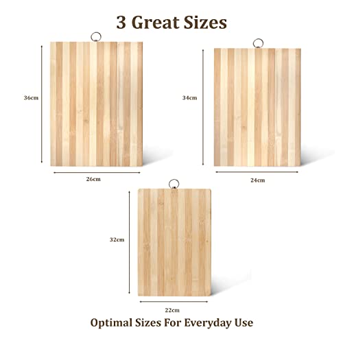 Starlinks Chopping Board for Kitchen, Bamboo Vegetable Cutting Board with Metal Hanging Ring, BPA-Free, Eco-Friendly Medium (30 x 20cm) - Image 3