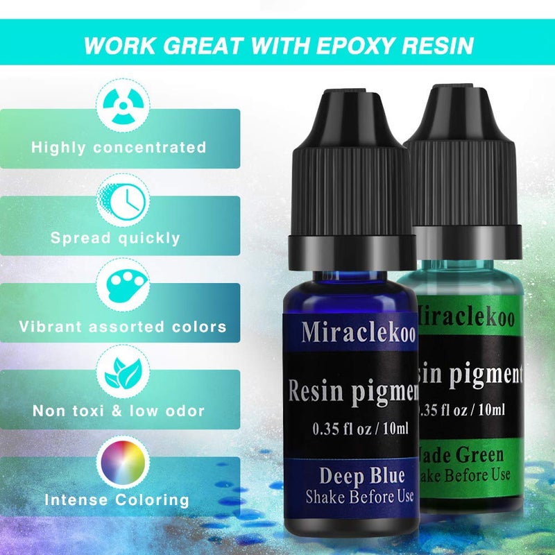 Miraclekoo 18 Colors Epoxy Resin Color Dye Colorant Liquid Epoxy Resin Pigment,10ml Each,Translucent - Image 2