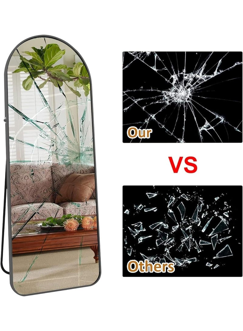 ديكور هيلز مرآة ديكورهيلز مقوسة كاملة الطول 147 × 37 سم | إطار حديث من الألومنيوم الأسود | مرآة مثبتة على الحائط وقائمة على الأرض | مرآة كبيرة لغرفة النوم | مرآة لكامل الجسم لغرفة المعيشة والمكتب المنزلي - Image 3