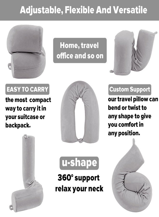 PG6 Twist Memory Foam Travel Pillow for Neck, Chin, Lumbar and Leg Support-for Travling on Airplane, Train, Bus or at Home-Adjustable, Bendable Roll Pillow with Washable Soft Cover - Image 3