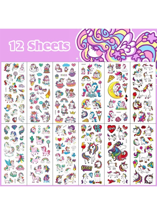 يونيكورن ١٢ ورقة من ملصقات الفقاعات على شكل وحيد القرن، ملصقات كرتونية ثلاثية الأبعاد للأطفال مصنوعة من مادة PVC - Image 1