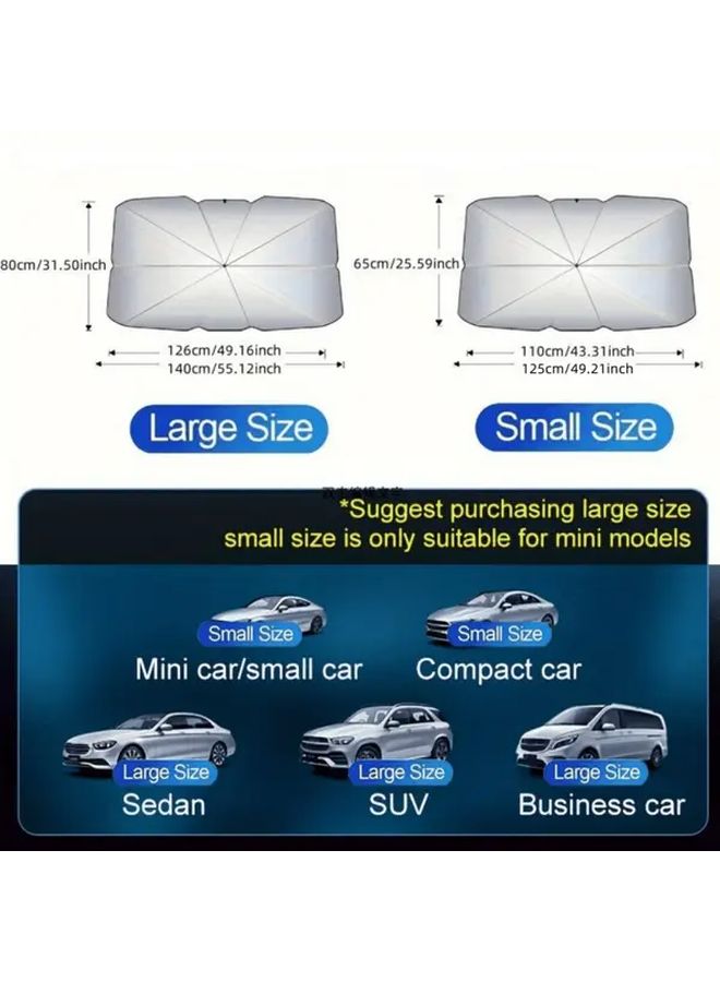 Small Size Foldable Car Windshield Sunshade UV Heat Protection Front Window Cover - Image 3