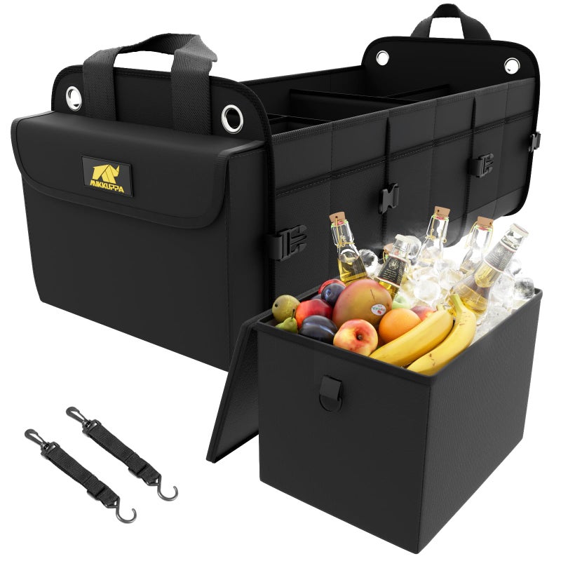 MIKKUPPA Car Trunk Organizer with Cooler 100L Large Car Organizer 1680D Oxford Collapsible Suv Trunk Storage with 2 Adjustable Straps for Auto Truck Suv Black - Image 2