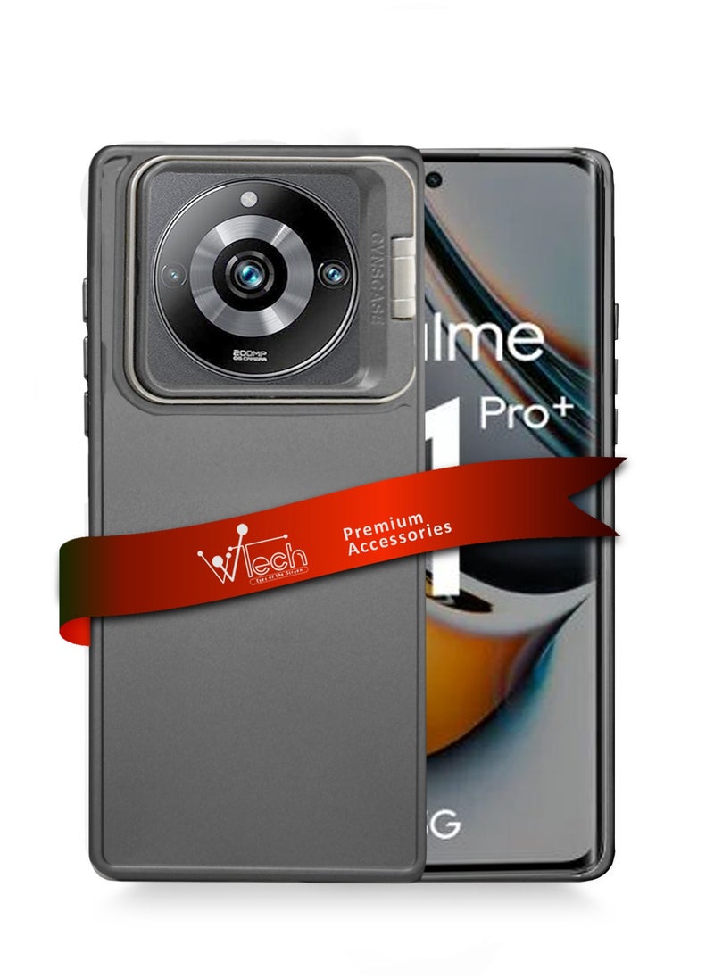 دبليو تيك غطاء حامل حامل حامل حامل كاميرا من السيليكون الناعم لهاتف Realme 11 Pro+ / Realme 11 Pro Plus 5G 2023 رمادي  - Image 1