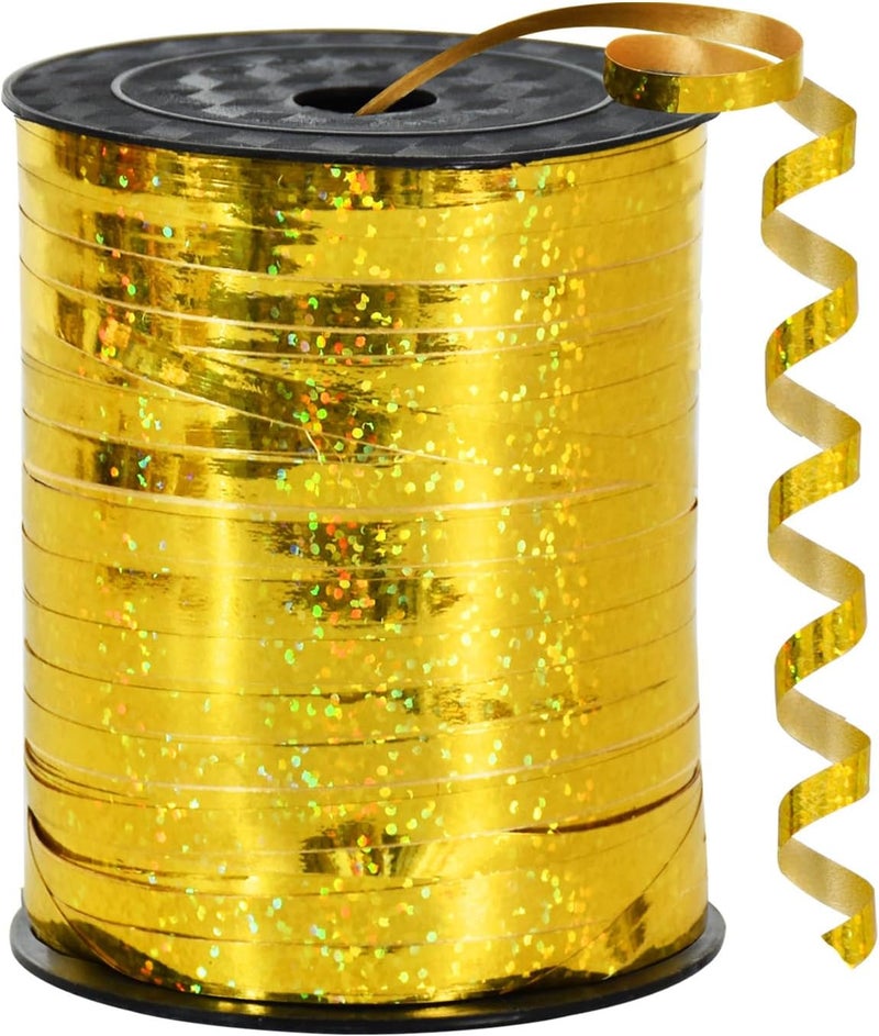 BEISHIDA 500 Yards Gold Crimped Curling Ribbon Shiny Metallic Balloon String Roll Gift Wrapping Ribbon for Party Festival Art Craft Decor Florist Flowers Decoration - Image 1
