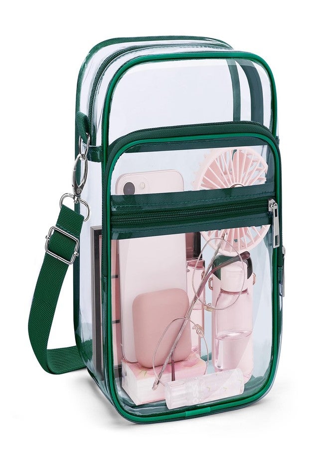 Blvornl Clear Crossbody Bag with Adjustable Shoulder Strap, Stadium Approved PVC Clear Purse Bag with Front Pocket, Clear Messenger Bag for Women and Men for Concerts Sports Events (Green) - Image 1