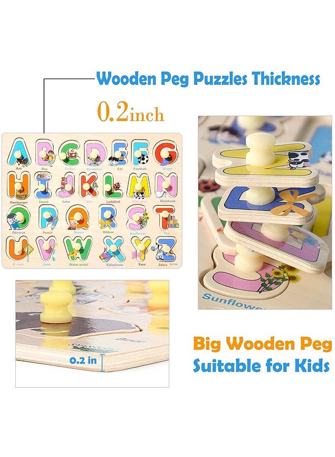 ZZ Zonex Classic Wooden Learning Peg Puzzle Holiday 26 Pc ABC Alphabetical Letter & 1-10 Numbers Educational Board Game Toy for Kids - Image 4
