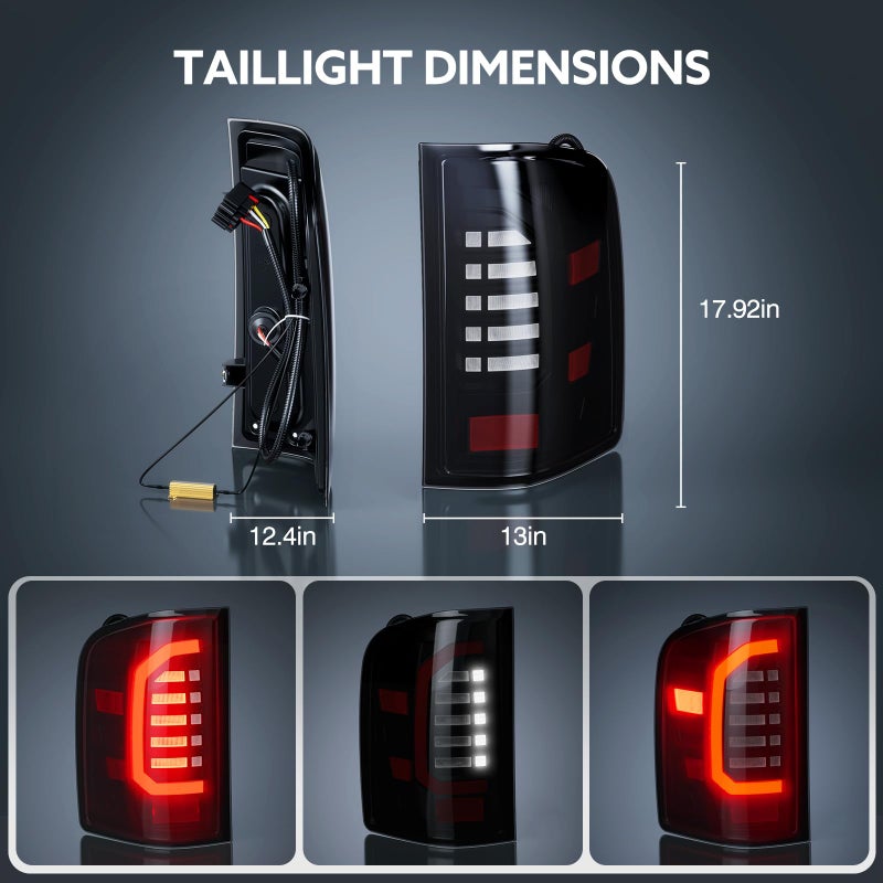 WonVon LED Tail Lights Compatible with 2007-2013 Chevy Silverado 1500 2007-2014 Silverado 2500 HD/3500 HD, LED Tube Rear Light Lamp Dark Smoke Replace A Pair - Image 5