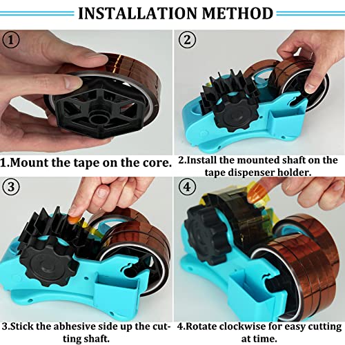 SHDSL Blue Heat Tape Dispenser Sublimation - Multiple Roll Cut Heat Tape Dispenser to PreCut Heat Transfer Tape Heat Resistant Tape, Semi-Automatic Tape Dispenser Manual Video & 1" Core for Scotch Tapes - Image 5