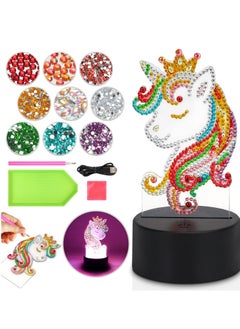Generic Unicorn Diamond Painting Night Light, LED Night Lights DIY Full Drill Crystal Unicorn Diamond Drawing Kits, Children Bedside Lamp for Home Decoration, Kid Craft Toy for 3 4 5 6 7 Year Old Girl Gifts  - Image 1