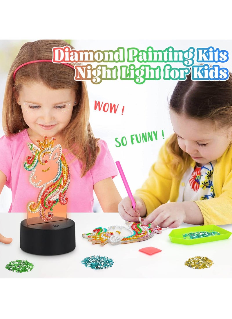 Generic - Unicorn Diamond Painting Night Light, LED Night Lights DIY Full Drill Crystal Unicorn Diamond Drawing Kits, Children Bedside Lamp for Home Decoration, Kid Craft Toy for 3 4 5 6 7 Year Old Girl Gifts - Image 1