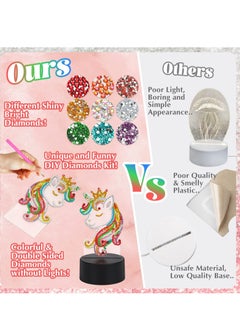 Generic Unicorn Diamond Painting Night Light, LED Night Lights DIY Full Drill Crystal Unicorn Diamond Drawing Kits, Children Bedside Lamp for Home Decoration, Kid Craft Toy for 3 4 5 6 7 Year Old Girl Gifts  - Image 3