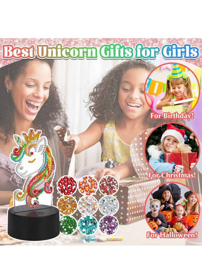 Generic - Unicorn Diamond Painting Night Light, LED Night Lights DIY Full Drill Crystal Unicorn Diamond Drawing Kits, Children Bedside Lamp for Home Decoration, Kid Craft Toy for 3 4 5 6 7 Year Old Girl Gifts - Image 1