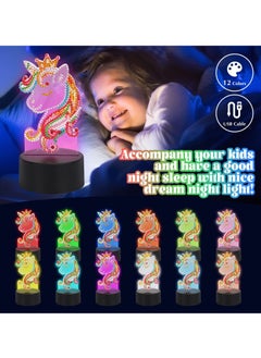 Generic Unicorn Diamond Painting Night Light, LED Night Lights DIY Full Drill Crystal Unicorn Diamond Drawing Kits, Children Bedside Lamp for Home Decoration, Kid Craft Toy for 3 4 5 6 7 Year Old Girl Gifts  - Image 5