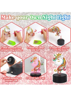 Generic Unicorn Diamond Painting Night Light, LED Night Lights DIY Full Drill Crystal Unicorn Diamond Drawing Kits, Children Bedside Lamp for Home Decoration, Kid Craft Toy for 3 4 5 6 7 Year Old Girl Gifts  - Image 2
