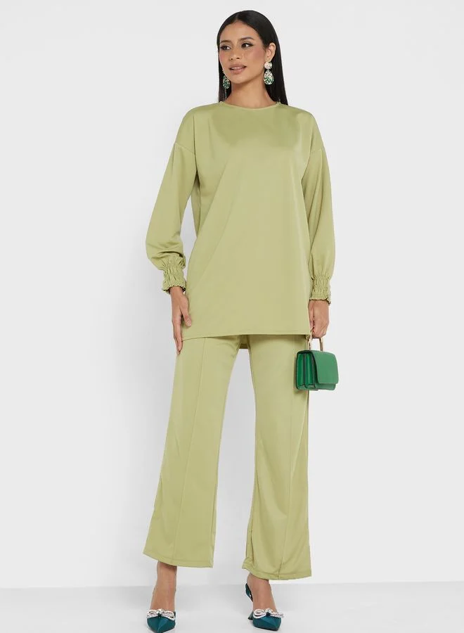 Refka by modanisa Crew Neck Top And High Waist Pants