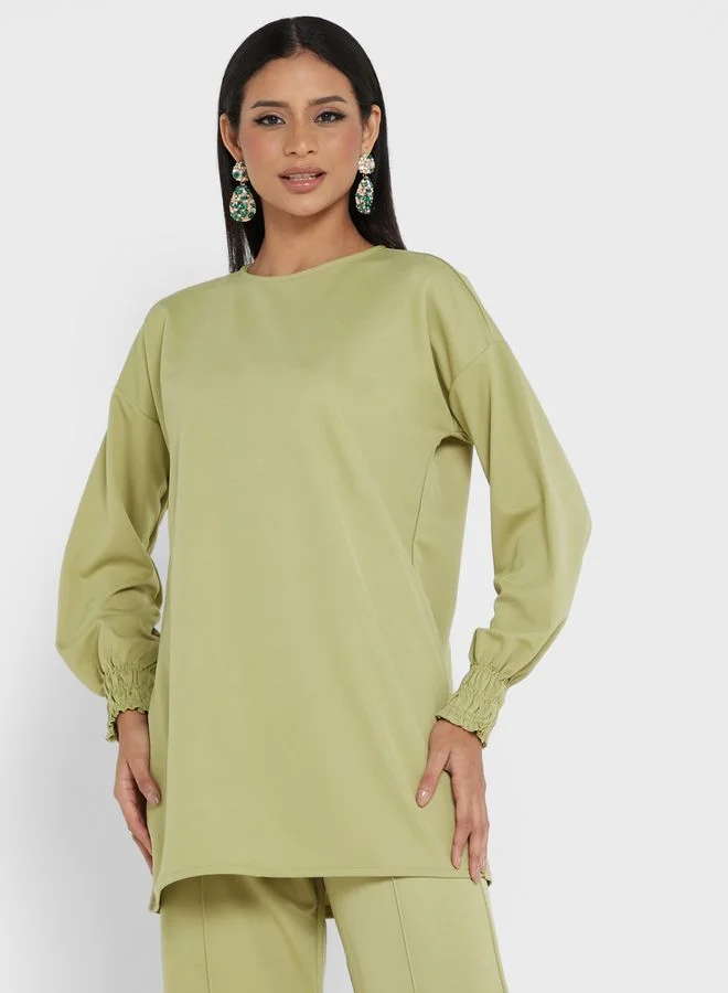 Refka by modanisa Crew Neck Top And High Waist Pants
