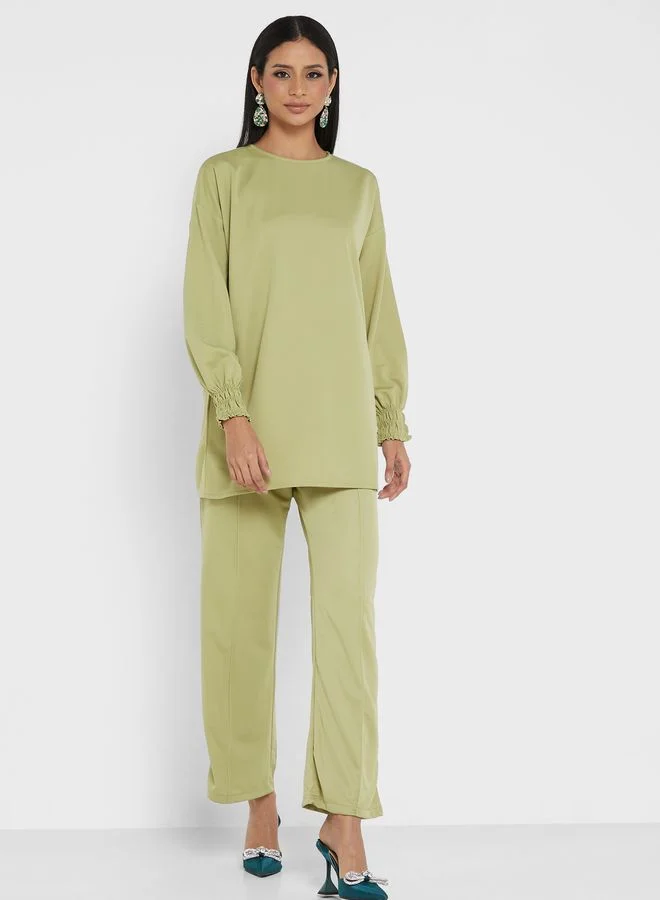 Refka by modanisa Crew Neck Top And High Waist Pants