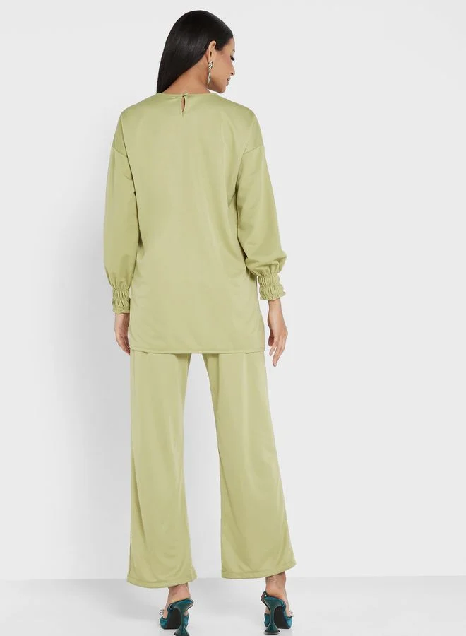 Refka by modanisa Crew Neck Top And High Waist Pants