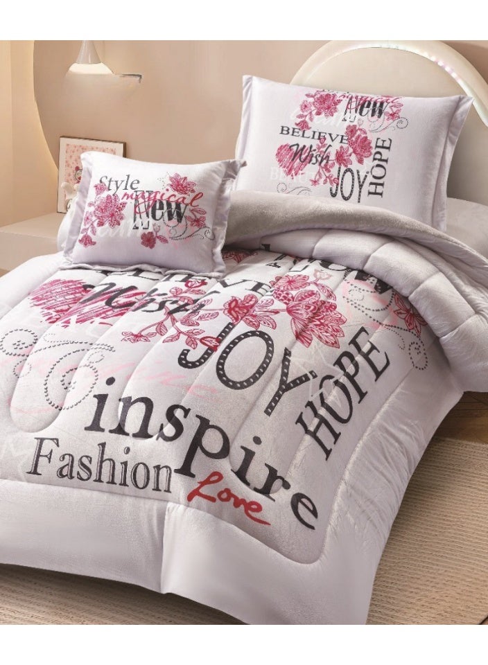 SMART HOME Double-sided winter bedspread (soft velvet side + warm fur side) - Complete bed sheet set with beautiful patterns - 4-piece sleeping set (bed sheet + elastic mattress protector + pillowcase + square pillowcase) Bed sheet size 170x230 cm - Image 2