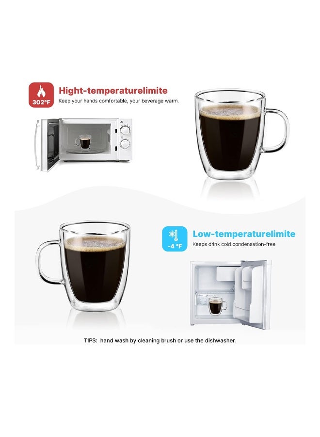 NKX 6-Piece Set Coffee Cups with Handle – Insulated Clear Borosilicate Glass Mugs for Espresso, Cappuccino & Tea, Multiple Sizes - Image 4