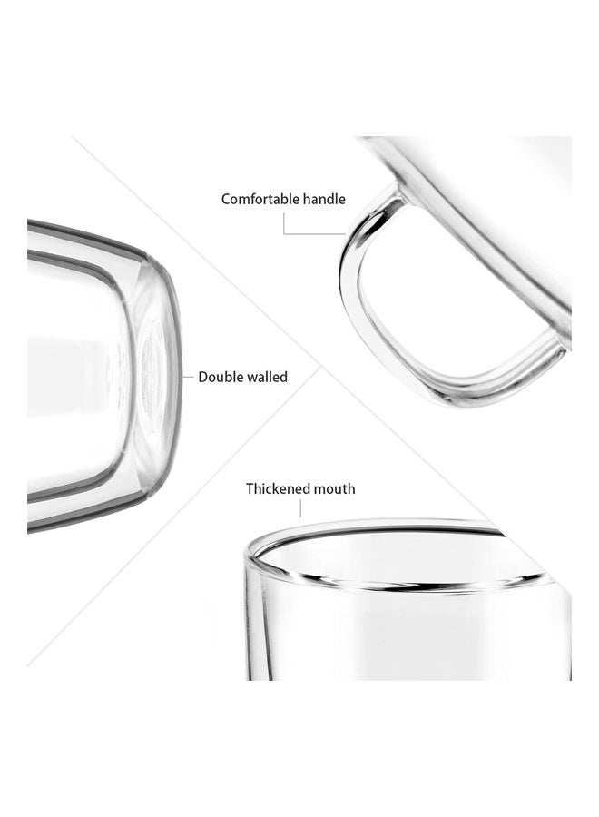 NKX 6-Piece Set Coffee Cups with Handle – Insulated Clear Borosilicate Glass Mugs for Espresso, Cappuccino & Tea, Multiple Sizes - Image 3