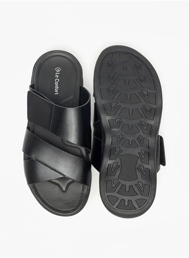 Le Confort Solid Slip-On Cross Strap Sandals