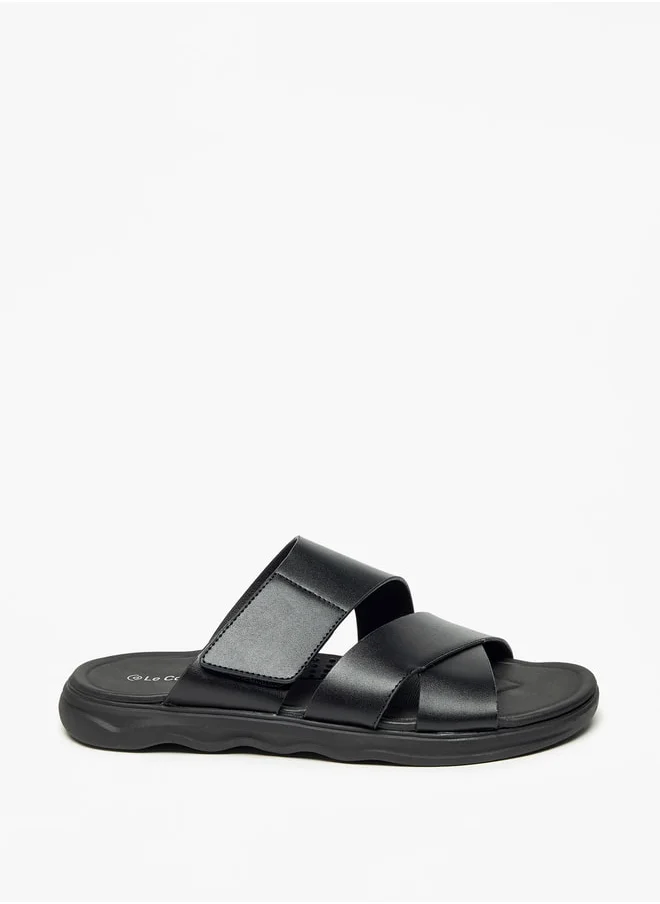 Le Confort Solid Slip-On Cross Strap Sandals