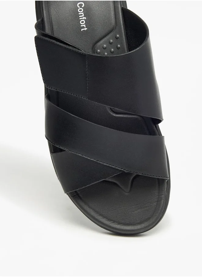 Le Confort Solid Slip-On Cross Strap Sandals