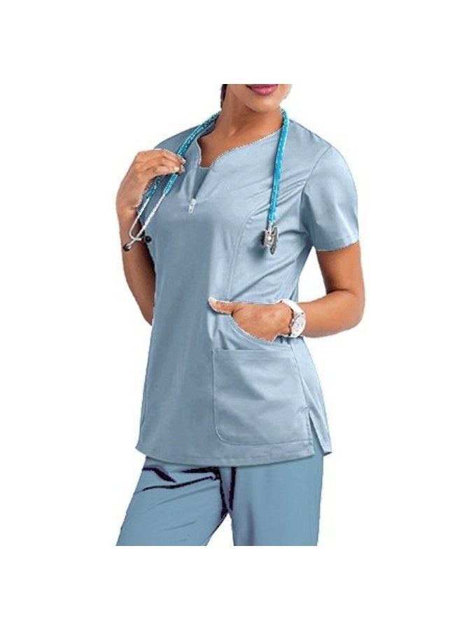 Loquat Womens Medical Scrubs Set Medical Uniform Set Light Blue - Image 2