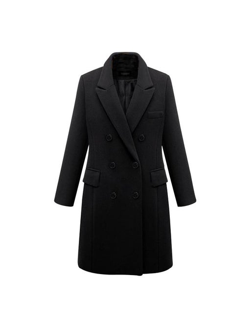 Women's Autumn Winter Mid-length And Large Size Woolen Double-Breasted Wool Overcoat