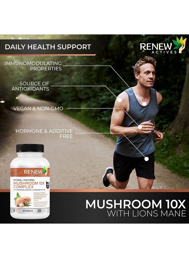 Renew Actives Mushroom Complex Supplement: Premium Mushroom 10X Complex With Reishi Lions Mane Cordyceps Chaga Turkey Tail And Maitake For Energy Immune And Brain Support 120 Veggie Capsules - Image 4