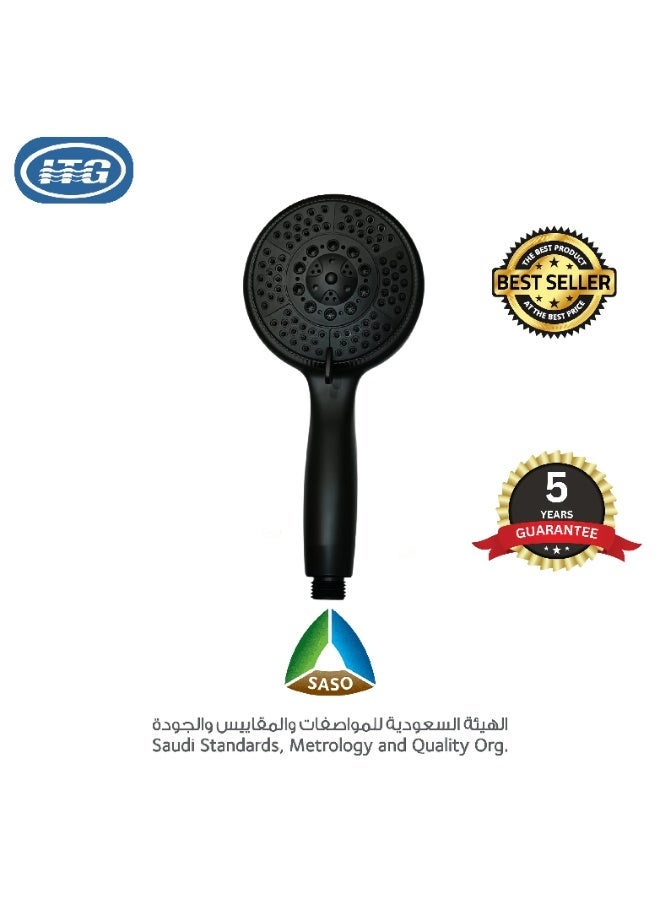 ITG Matte Black Handheld Showerhead, High Pressure, 5 Spray Modes, Water-Saving, SASO Certified - Image 1