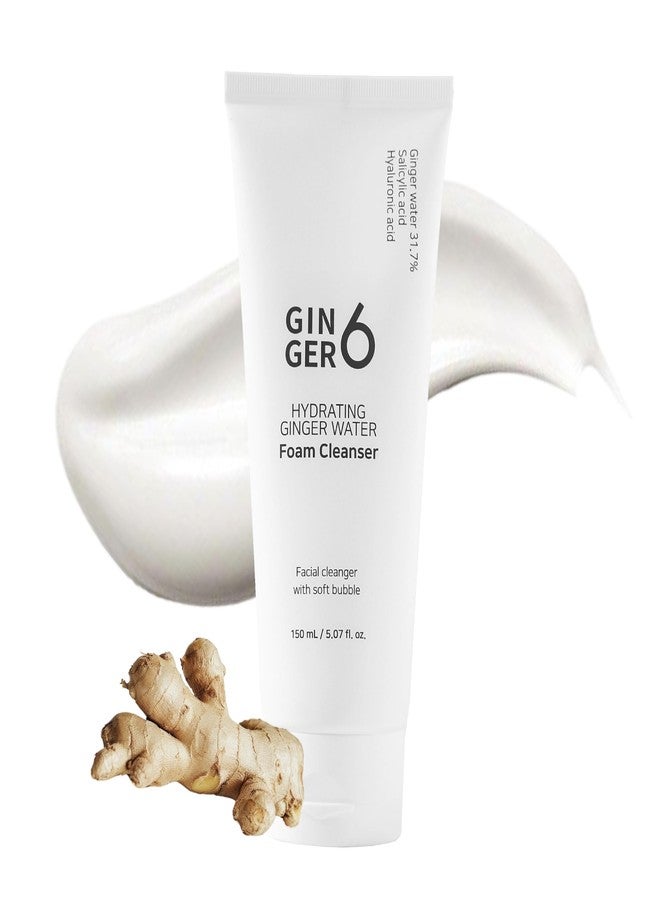 GINGER6 Ginger 6 Hydrating Foam Cleanser for Oily Skin, 150ml/5.07fl. oz. - Gentle Face Wash with 31.7% Ginger Water, Salicylic Acid, and Hyaluronic Acid, Micro-Bubble Formula for Deep Cleansing - Image 1