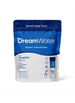 Dream Water Sleep Aid Powder; Melatonin, GABA, 5-HTP; Natural Flavors; Helps You to Fall Asleep, Fast, and Wake Refreshed; Snoozeberry, 30-Count  - Image 1