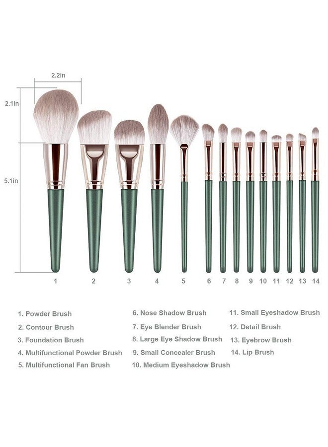 COSLUXE Makeup Brushes, 14 Pcs Professional Makeup Brush Set, Advanced Plant Fiber And Solid Wood Brush Handle, Foundation Loose Powder Blush Eye Shadow Brush Kit - Image 4