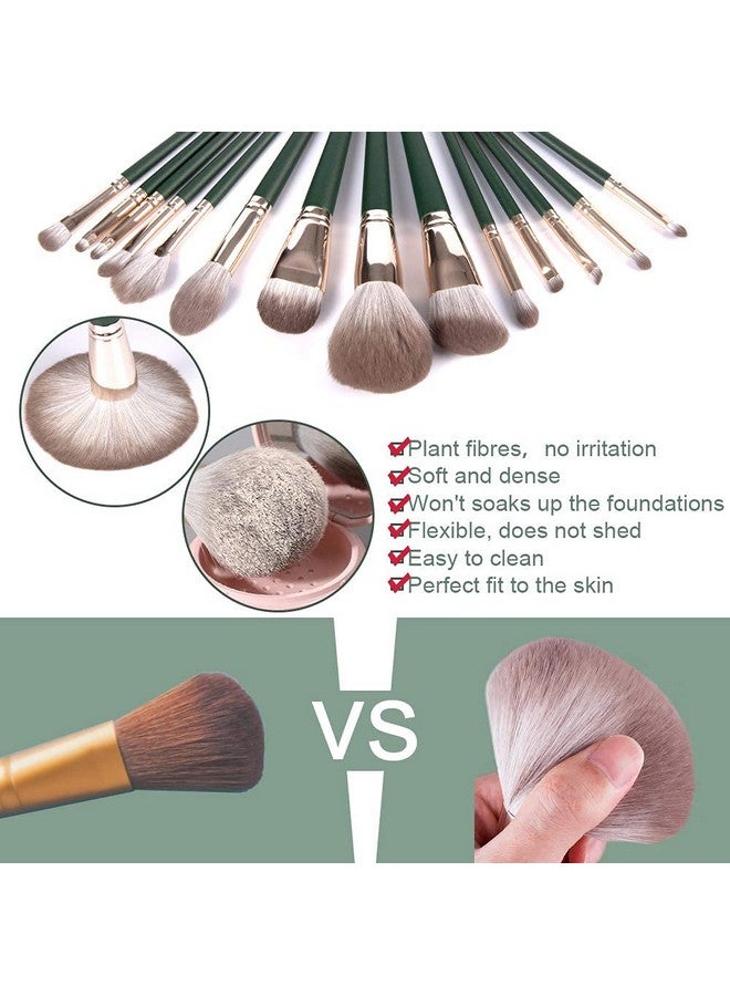 COSLUXE Makeup Brushes, 14 Pcs Professional Makeup Brush Set, Advanced Plant Fiber And Solid Wood Brush Handle, Foundation Loose Powder Blush Eye Shadow Brush Kit - Image 3