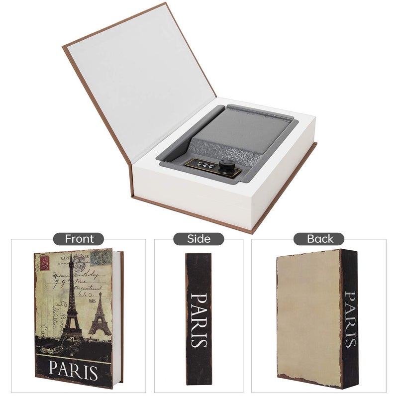 PACOLO Real Paper Transfer Book Safe, Hollow with Secret Hidden Compartment, Combination Lock, 8.7"Ã—6"Ã—2" (Paris-Combination) - Image 3