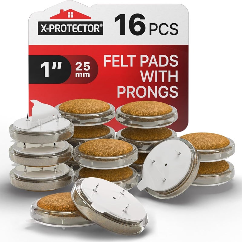 X-Protector Nail On Chair Leg Pads - 16 PCS 1" - Felt Chair Leg Floor Protectors - Nail in Felt Furniture Pads for Hardwood Floors - Premium Floor Protectors for Chairs - Protect Hard Surfaces! - Image 1