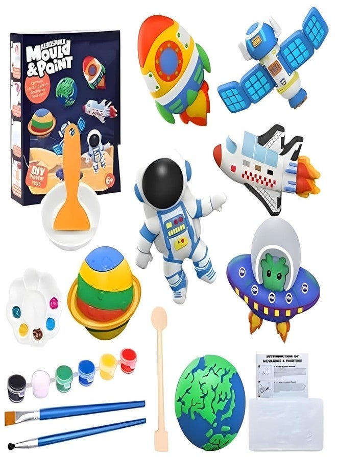 FUN4YOU-DIY Mould and Paint Craft kit, Paint Your Own Animal Painting Kit Plaster Figurine Set with Pigments, Palette & Mould Art & Craft Set - Educational Toys for 3-12+ Year Old Boy & Girl (ASTRONAUT) - Image 1