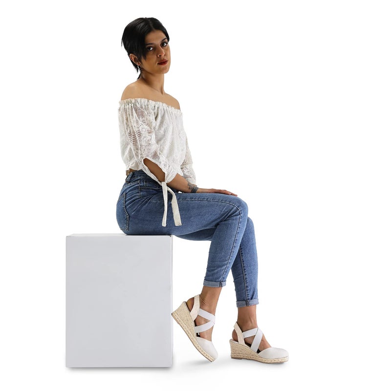 mysoft Women's Closed Toe Crisscross Elastic Ankle Strap Platform Espadrille Wedge Sandals - Image 2