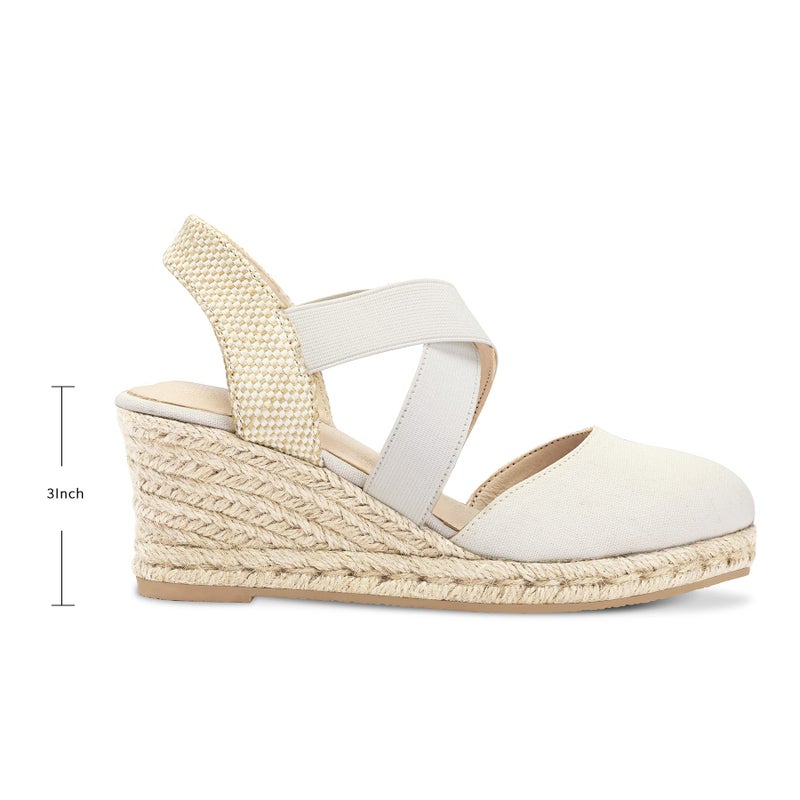 mysoft Women's Closed Toe Crisscross Elastic Ankle Strap Platform Espadrille Wedge Sandals - Image 3