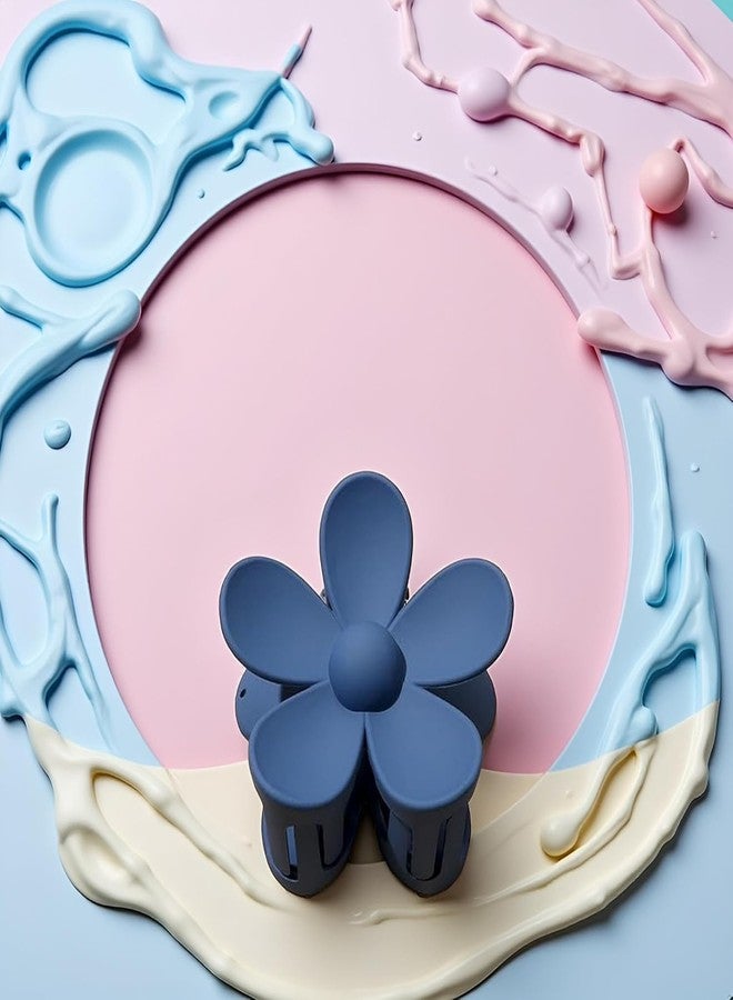 WaigN Dark Blue Candy Colored Hair Claw Clips Flower Hair Clips – Big Cute Claw Clips, Thick Hair, Scrub, Hair Clip Sweet Flower Clip - Image 5