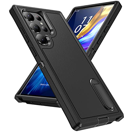 IDweel for Galaxy S23 Ultra Case for Men,Heavy Duty Protection Shockproof Anti-Scratch Slim Fit Lightweight Protective Sturdy Case Hard Cover with Kickstand for Samsung Galaxy S23 Ultra 6.8",Black - Image 1