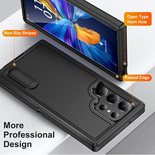IDweel for Galaxy S23 Ultra Case for Men,Heavy Duty Protection Shockproof Anti-Scratch Slim Fit Lightweight Protective Sturdy Case Hard Cover with Kickstand for Samsung Galaxy S23 Ultra 6.8",Black - Image 4
