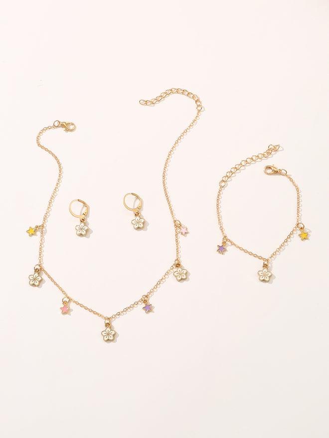 تايك تو طقم قلادة وسوار وأقراط وخاتم من قطعتين  قطع - Image 2