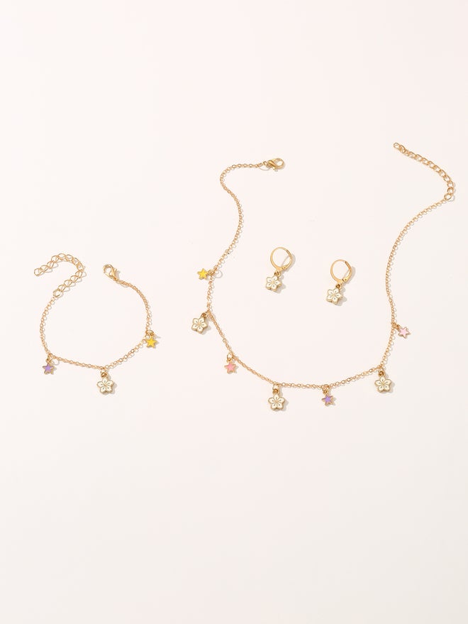 تايك تو طقم قلادة وسوار وأقراط وخاتم من قطعتين  قطع - Image 4