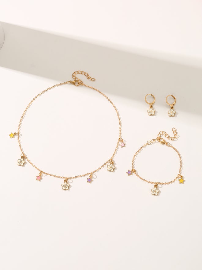 تايك تو طقم قلادة وسوار وأقراط وخاتم من قطعتين  قطع - Image 5